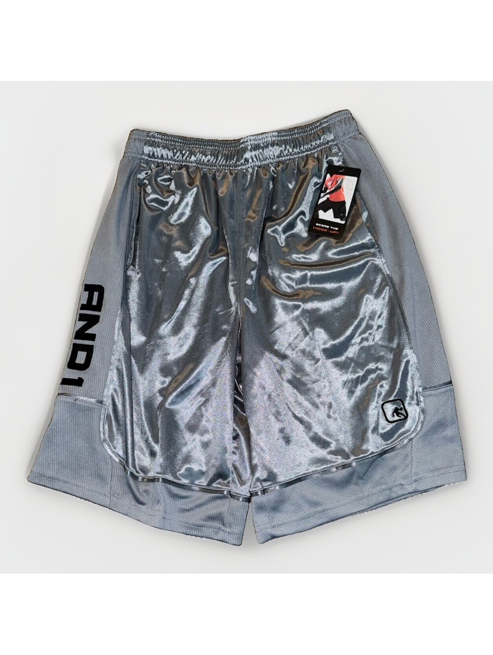 And1 Mens Basketball Gym Workout Shorts Gray W/ Black letters SMALL. New